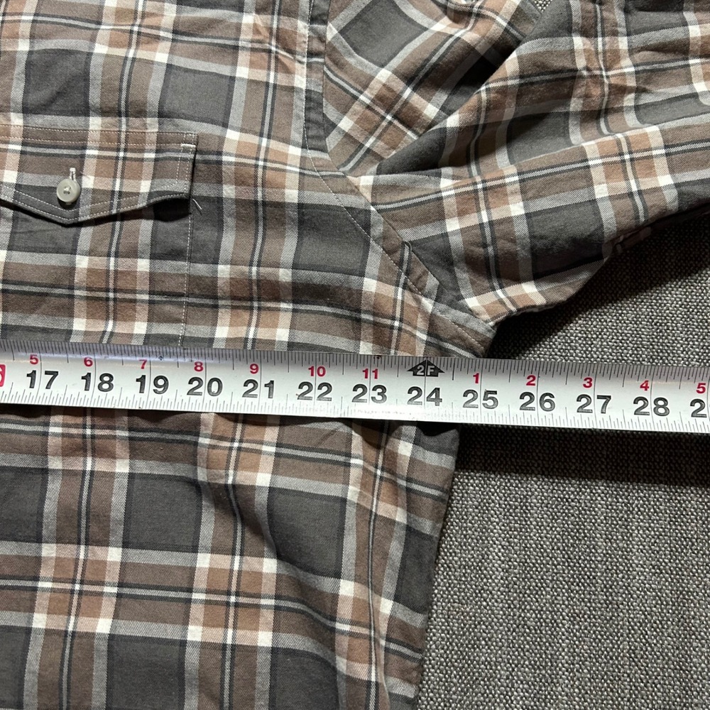 UNTUCKit Mens XXL Plaid Button Down Shirt Brown Cotton Long Sleeve Flap Pocket - Picture 5 of 6